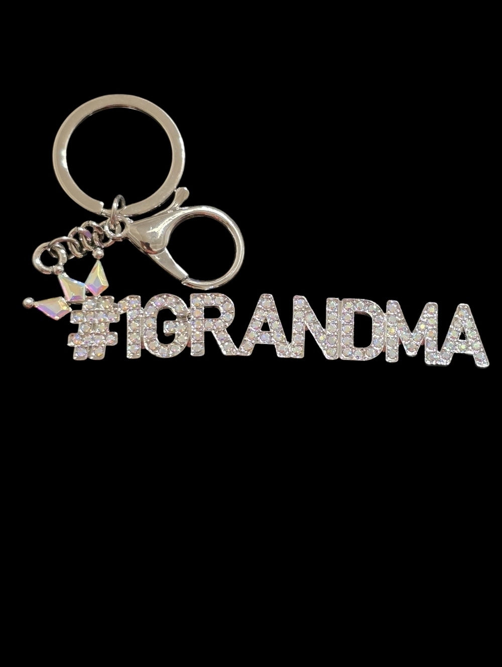 #1 Grandma Rhinestone Bag Charm Keychain